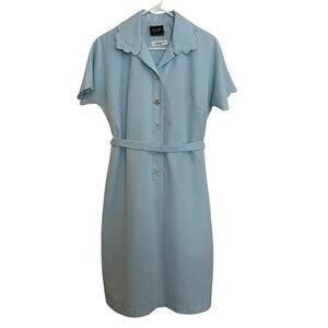 Mynette | Mid Century 1950s House Dress Pastel Scalloped Rockabilly